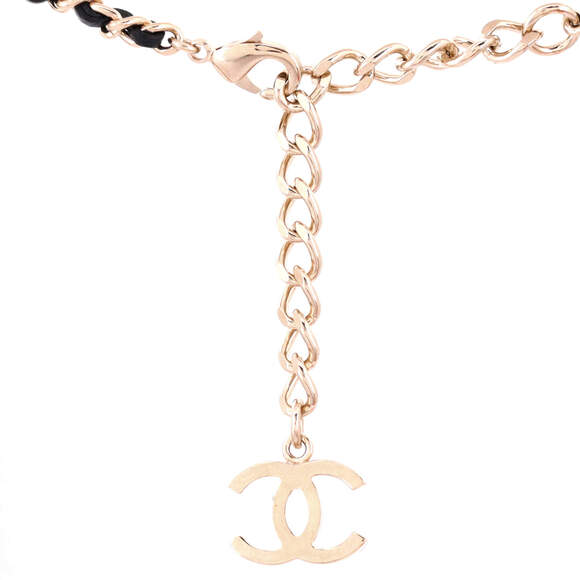 Chanel CC Heart Locket Pendant Necklace Metal with Tweed, Leather, and Resin - Picture 3 of 4